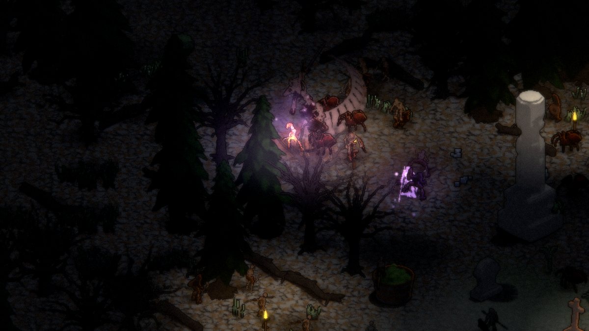 A necromancer raising skeletons beside another player