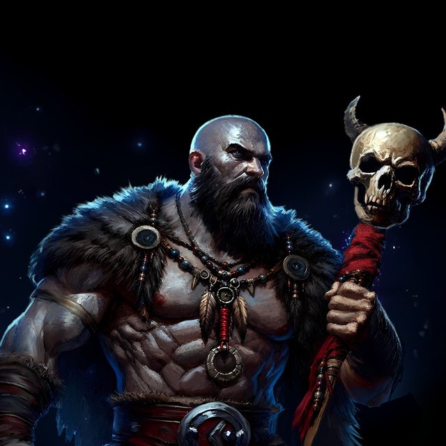 Shaman, painted portrait from the Manasworn cover art